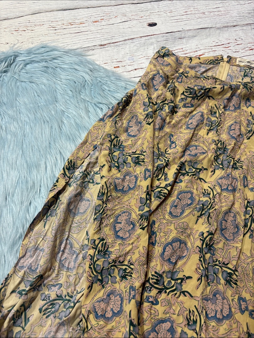 NWOT Natural Life Floral Butter Yellow Floral High Slit Maxi Skirt - Picture 8 of 9